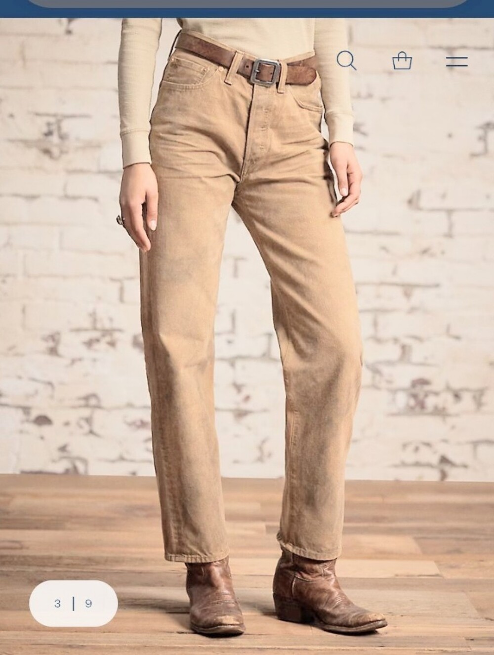 RRL Ralph Lauren Double RL Tan Boot Cut Jeans 27  NWT